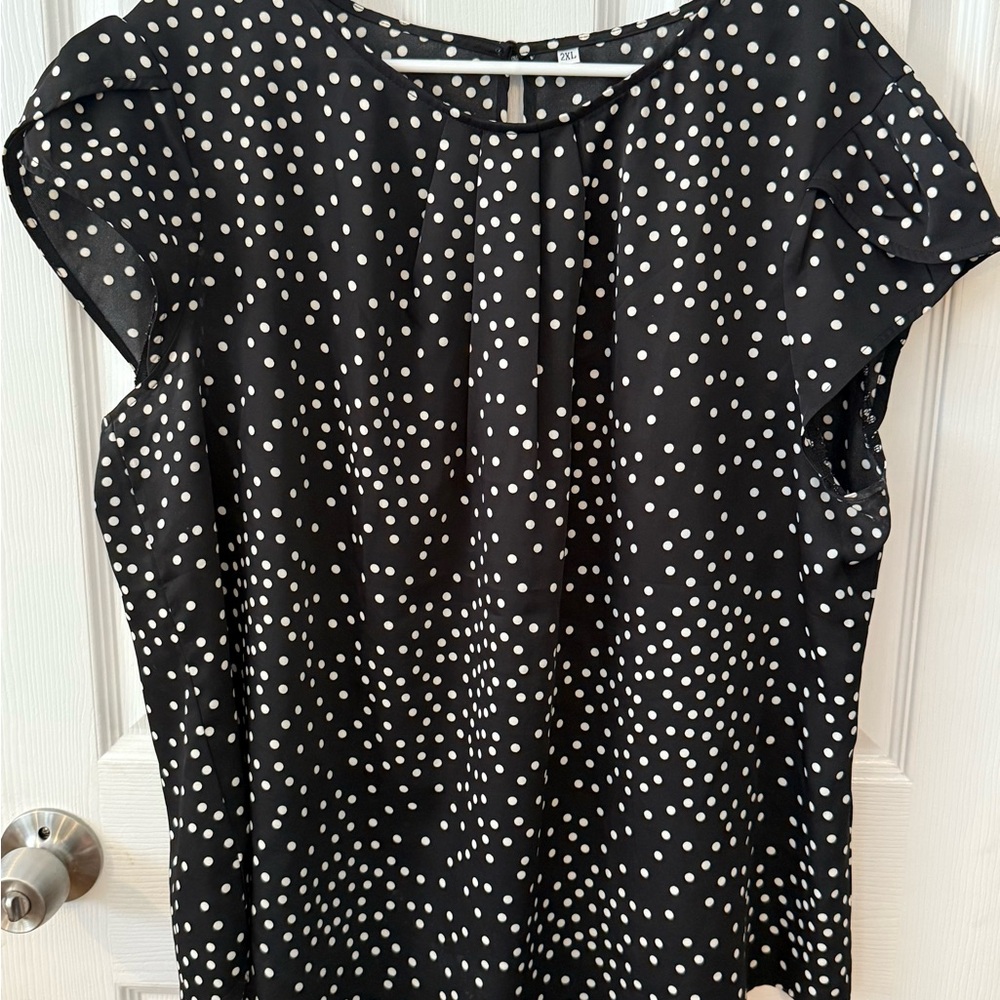 Black and White Polka Dot Women's Top